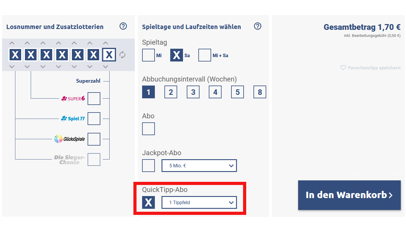 Beschreibung QuickTipp-Abo Schritt 1