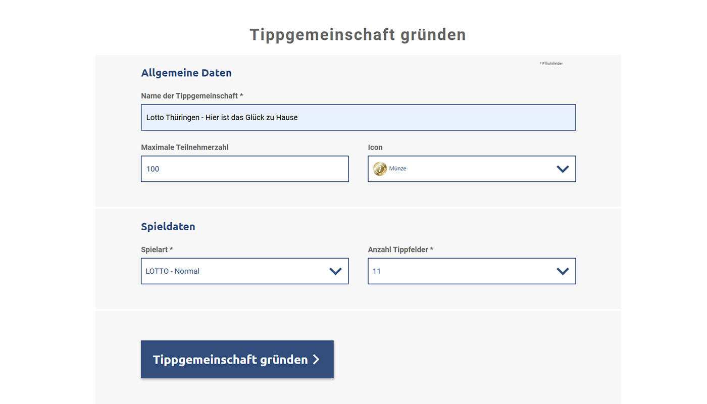 1. Erstellung der Tippgemeinschaft